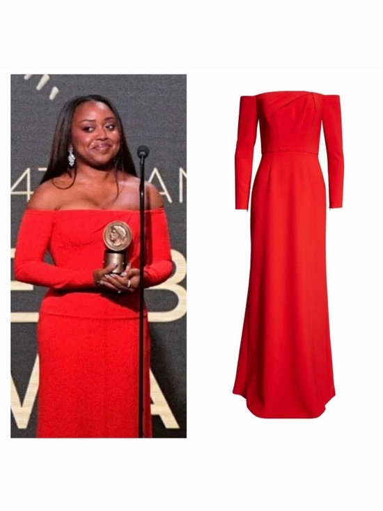 Carolina Herrera Dresses & Skirts - Carolina Herrera Red Off Shoulder Gown Maxi Long Sleeve 0 Formal Wedding NWT